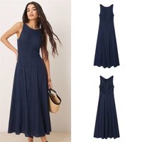 Women's Dress 2026 Summer New Simple Elegant Round Neck Sleeveless Mid-Length A-Line Dress Party Women's Dress