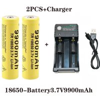 18650 Battery Rechargeable Battery 3.7V 18650 9900mAh Capacity Li-ion Rechargeable Battery For Flashlight Torch Battery+Charger