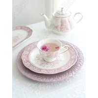 French Purple Neverland Ceramic Plates and Bowls Vintage Relief Pasta Dinner Plates Rice Bowl Serving Tray Nordic Home Tableware