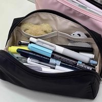 Black Large-capacity Simple Pencil Case Simple Multi-purpose Student Stationery Box and Makeup Storage Bag Stationery Supplies