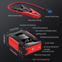 4-in-1 Auto-Starthilfe mit 150PSI Luftkompressor, Tragbare Powerbank & LED-Licht, Notfall-Batterie-Booster für 12V Diesel- & Benzinfahrzeuge, Multifunktionales Pannenhilfe-Set mit Tragetasche