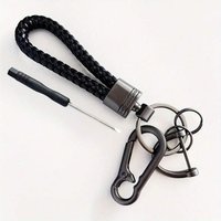 Zinc Alloy Car Keychain Pendant with Elegant Braided Rope Durable Cord Secure Metal Clasp for Men