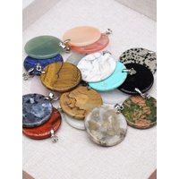 2pieces/lot Natural Stone Pendant Round Crystal Aventurine Agate Charms for DIY Women Men Necklace Jewelry Making Accessories