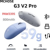 MCHOSE G3 V2 Pro Professional Game Three Mode Mouse PAW3395 26000DPI Polling Rate 59g Ultra Light Office Mouse 800mAh