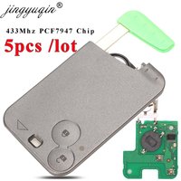 jingyuqin 5 sztuk / partia Karta inteligentna Zdalny kluczyk samochodowy do Renault Laguna Espace Velsatis PCF7947 Chip 433Mhz 2 przyciski Keyless Fob