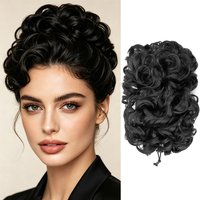 Synthetic Fluffy Messy Curly Dish Hair Bun Extension Clip in Ponytail Extension Elegant Chignon Hairpieces for Women