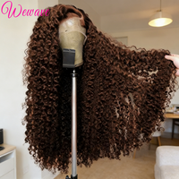 36 Inch Chocolate Brown Deep Wave Lace Front Human Hair Wig 13x4 Hd Lace Frontal Wig For Women 13x6 Water Curly Wigs 250 Density