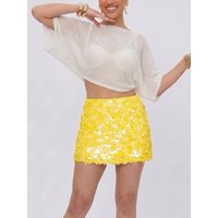 HH Vintage Womens High Waist Zipper Sequin Mini Skirt Large Paillette Sexy Party Fashion Summer Vacation Casual Slim Skirt