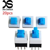 20PCS 7x7 Self Locking Minitype Power Button Switch KFT-7.0 High/Flat Head Single Row 2/3pin Double Row 6pin 30V DC/0.1A ON-OFF