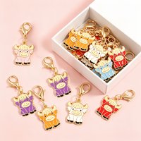 20pcs Scottish Highland Cow Keychain Charms, 1.46in Alloy Enamel Animal Pendants for DIY Luggage, Bags, Shoes,Floral Decoration.