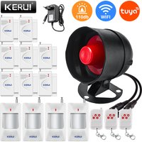 KERUI Tuya Smart WIFI Security Alarm System Kit 110dB Wireless Loud Indoor/Outdoor Siren Horn Home Burglar Motion Door Sensor