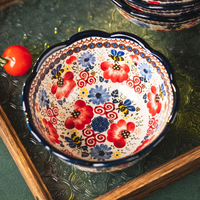 1pc/2/4/6/8pcs,Hand-painted floral pattern ceramic bowl, 5 inches, suitable for soup, cereal, oatmeal, fruits, rice