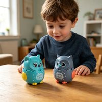 Kids Classic Wind Up Interactive Owl Shaped Press Mechanical Sliding Toys Toys for Boys Girls Birthday Xmas Gift