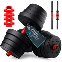 KeHot 30KG Verstellbares Hantel- und Langhantel-Set, Freihantel-Krafttrainingskit mit Verbindungsstange, Heimfitness-Ausrüstung für Ganzkörper-Workout