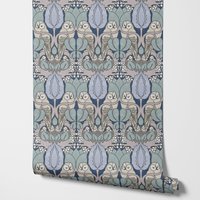 Owl Wallpaper in slate and thyme. Vintage animals Nordic Wallpaper, Scandinavian wall papers