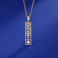 Skyrim Egyptian Ankh Hieroglyphs Necklace Stainless Steel Eye of Horus Neck Chain Ancient Egypt Cartouche Jewelry for Women Men