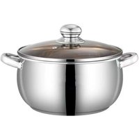 Stainless Steel Stock Pot with Glass Lid 5L Gas Stove Induction Dishwasher Safe Use Heatproof Handles Prevents Spills
