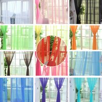 Polyester Solid Sheer Voile Curtains French Door Multi-Color Window Tulle Drapery Living Room Balcony Decoration Curtains