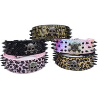 Spiked Dog Collars Leather for Large Medium Dogs Pit Bull Mastiff Rottweiler Pitbull Labrador Boxer Medium To Large Skull Collar
