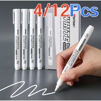 White Paint Marker Pen, 1mm Fine Tip, Quick Dry Waterproof Oil-based Marker for Graffiti, Glass, Tire, Card Making