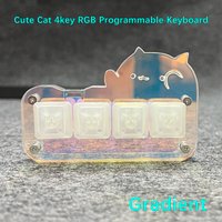 RGB Backlit DIY Gradient Keyboard 4 Key Programmable Macros Cute Cat Keypad Transparent Mechanical Crystal New