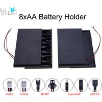 YuXi 1 Piece AA Battery Storage Box Case 8 Slot Battery Holder With Terminal Wire SM Dupont PH2.0 XH2.54 USB Plug