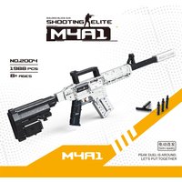 1988PCS M4A1 Electric Assault Rifle Building Block Model Can Shoot Assemble Brick Guns Weapons Series Kids Educational Toy Gifts