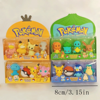 **4pcs/box Pokemon Eraser Cartoon Anime Figure Pikachu Student School Stationery Supplies For Child Kawaii 3d Erasers Toys Gift