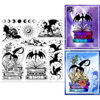 1PC Magic Dragon and Book Clear Stamps for Cards Making Dinosaur Clear Stamp Seals Transparent Stamps for DIY Scrapbooking