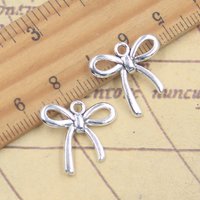 20pcs Charms Bowknot Bow 18x18mm Antique Silver Color Pendants Making DIY Handmade Tibetan Finding Jewelry