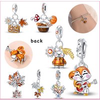 925 Sterling Silver Orange Squirrel Charms Beads Fit Original Bracelets Bag Keychain Charms Beads Pendant Diy Women Jewelry Gift