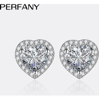 PERFANY 0.5CT-2CT Heart-Shaped Cut Moissanite Earrings For Women S925 Pure Silver Simulated Diamond Earrings Fashion Jewelry