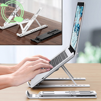 (BBQ4)Universal Laptop Stand Adjustable Notebook Holder For Macbook Non-slip Foldable Cooling Base Bracket For Tablet Phone