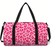Pink Leopard Print Spots Large Capacity Luggage Bag For Boy And Girls Best Gifts 2D Flat Cartoon Travel Bag For Children