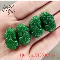 A Pair Natural Green Jade Money Pixiu Pendants Jadeite Emerald DIY Bracelet Necklace Jewelry Fashion Charm Accessories