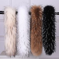 Women's Real Raccoon Fur Collar Warm Winter Natural Fur Hoodie Decor Genuine Shawl for Coat Jackets Hood Trims