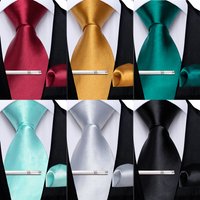 Blue Red Green Silver Solid Ties For Men 8cm Wide Wedding Neck Tie Pocket Square Set Men Accessories Gift DiBanGu