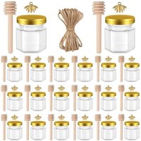B97A-Mini Honey Jars(45Ml), 20-Pack With Bee Pendants& Jute Wrappers-Fine Perfect For Party And Wedding Favors