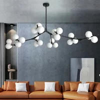 SANDYHA Glass Balls Ceiling Chandeliers Branch Design Led Hanging Lamp for Living Dining Bedroom Lustre Salon Lighting Fixture