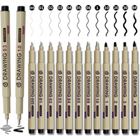 12PCS black Fine-Line Manga Markers for Manga Draw Sketching Needle Pen Hook Line Pen Art Supplies Sketch Stationery Set
