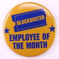 Blockbuster Employee of The Month Pinback Button Pin Tinplate Badge Movie Lover Gift Jewelry