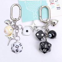 Y2k Style Black Number 8 Ball Dice Keychain Metal Heart Star Pendant Keyring Girl Lucky Phone Purse Handbag Decor Accessories