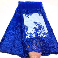 Royal blue African Lace Fabric With Beads 2022 High Quality Lace Nigerian Embroidery Lace Fabrics For Wedding Sewing MJ5216