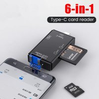 6-In-1 Card Reader USB to Type C Micro USB Universal OTG USB 3.0 Adapter Multi-Functional Adapter SD TF High-speed Transmission