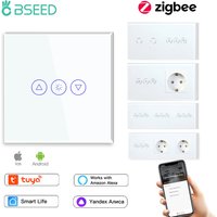 BSEED Zigbee Dimmer Touch Switches Wall Dimmers Tuya Smart Life Alexa Control Plus Normal EU Socket Type-c USB Ports White
