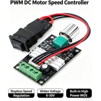 6V 12V 24V 28V 3A 80W DC Motor Speed Controller PWM Speed Adjustable Reversible Control Potentiometer Switch 1203BB Motor Driver