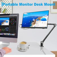 2025 Tablet Stand Holder for Ipad,Portable Monitor Stand Desk Mount for 15.6'' 16'' Screen,Aluminum Long Arm with Rotating