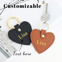 Customized name Ins-style heart-shaped pu leather multi-color simple gift for couples, ladies, bags, car keychains, pendants