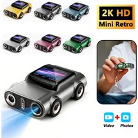 Mini Camera 2K HD Video Recorder Car Shaped Keychain Thumb Camera Built in Flash 130° Wide Angle Lens Auto Focus Cam for Student