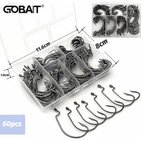 60pcs/ Box Worm Hooks Wide Gap Texas Rig Jig Crank Bass High Carbon Steel Offset Barbed Hook Fishing Tackle Soft Lure Fishhook